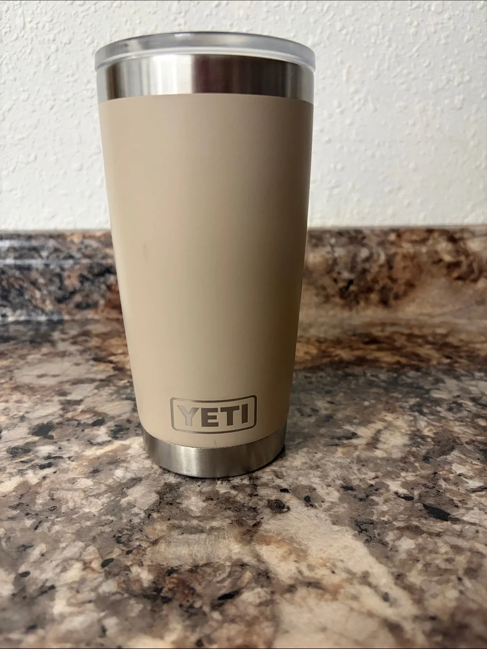 Yeti Tan Stainless Travel Tumbler